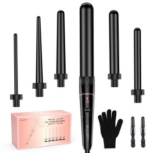 Lockenstab Große und Kleine Locken Set - 6 in 1 Mit Verschiedenen Aufsätzen
