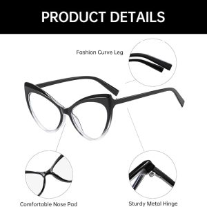 YAMEIZE Katzenaugen Blaulichtfilter Brille Damen - Blaulicht Brille Retro Anti Blaulicht Brille