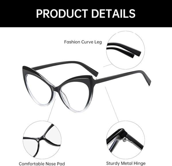 YAMEIZE Katzenaugen Blaulichtfilter Brille Damen - Blaulicht Brille Retro Anti Blaulicht Brille