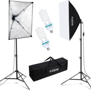 FGen Softbox Fotostudio Set, Fotolicht 2x50x70cm Beleuchtung für Fotostudios mit E27 Sockel
