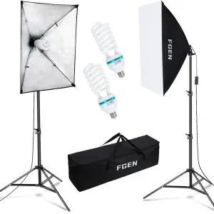 FGen Softbox Fotostudio Set, Fotolicht 2x50x70cm Beleuchtung für Fotostudios mit E27 Sockel
