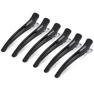 AIMIKE 6 Stück Haarclips, Haarklammer Friseur zum Stylen und Schneiden, Rutschfeste haarspange mit Silikonband