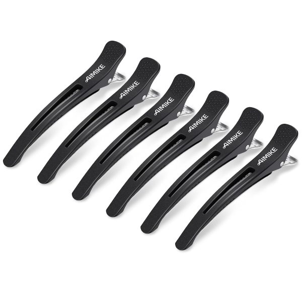 AIMIKE 6 Stück Haarclips, Haarklammer Friseur zum Stylen und Schneiden, Rutschfeste haarspange mit Silikonband