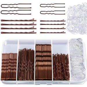 500 Stück Bobby Pins Braun Set - U-förmige Haarklammern, Wellenform Unsichtbare Haarnadeln